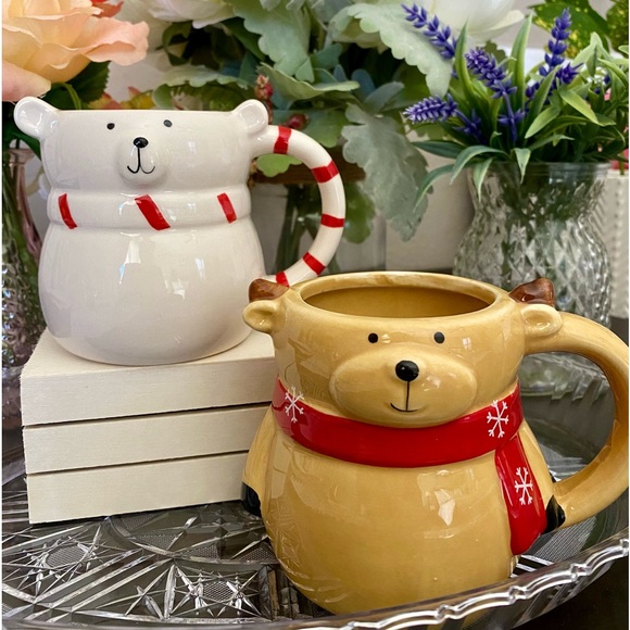 🆕🎄☕️ LIMITED EDITION CHRISTMAS BEAR HOLIDAY MUGS! SET OF 4! BRAND NEW NEVER USED - Picture 3 of 9